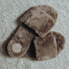 AVERIE - MINK Faux Fur Slide: Mink / 10