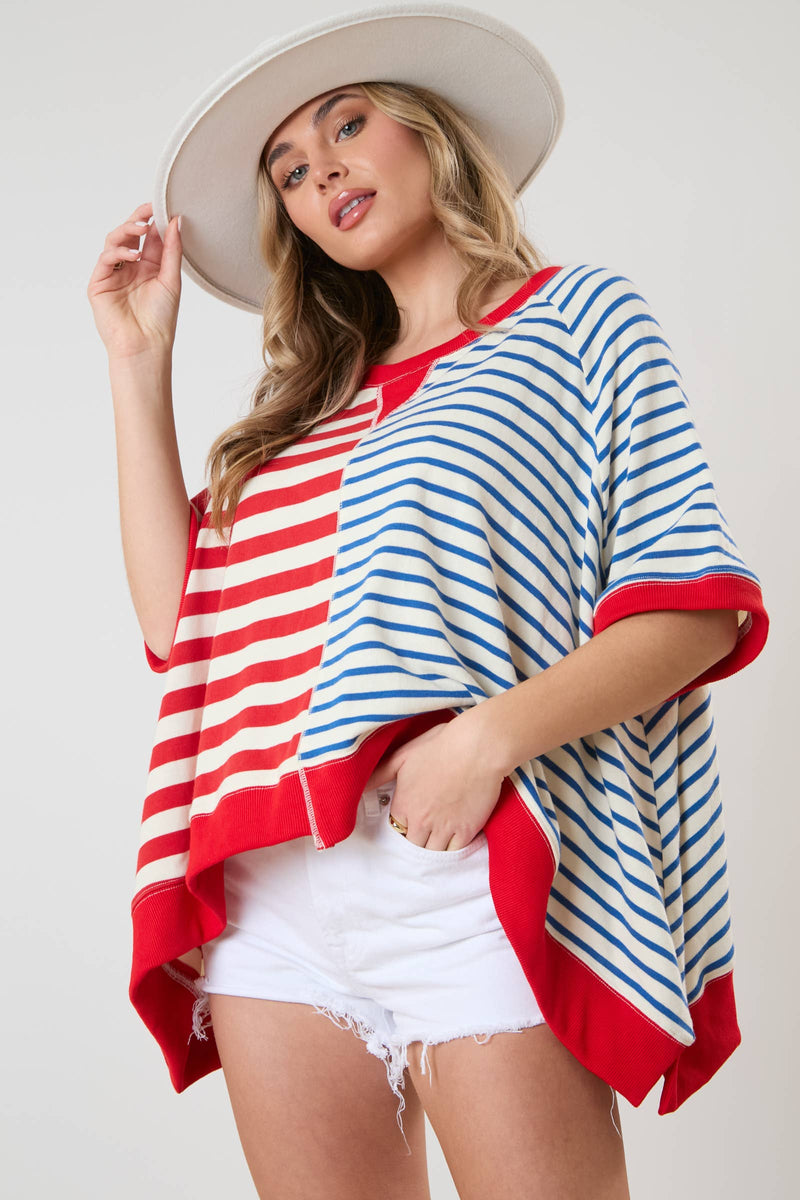 Mixed Stripe Oversized Sweatshirt