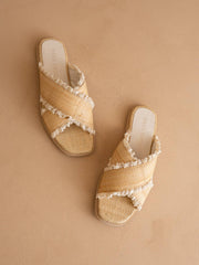 The Allie | Natural Lace Trim Cross Slide