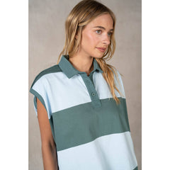 Classic Collared Slouchy Sleeveless Yarn-Dye Stripe Jersey T