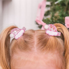 Pink Christmas Santa Hat Clip Set - Kids Hair Accessories