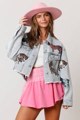 Sequin Tiger Denim Jacket