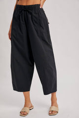 PAPERBAG-STYLE DRAWSTRING BARREL PANTS