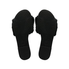ZIELA - BLACK Faux Fur Slide : Black