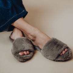 AVERIE - MINK Faux Fur Slide: Mink / 10