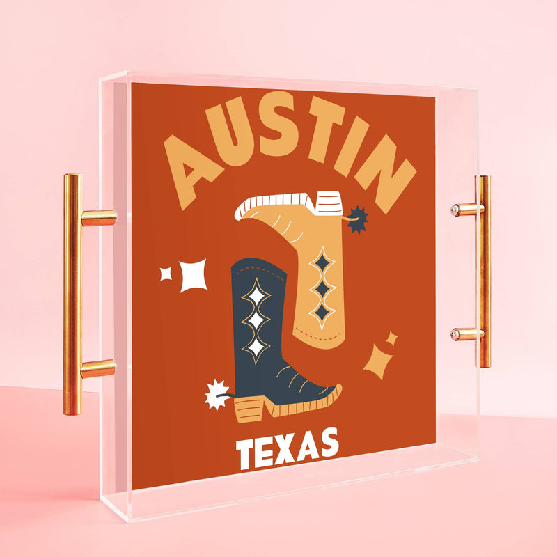 Austin Acrylic Tray With Gold Handles