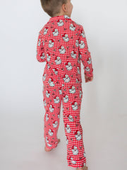 SoftSnooze™ Boys Red Dear Santa Long Sleeve Button Up Pajama Set