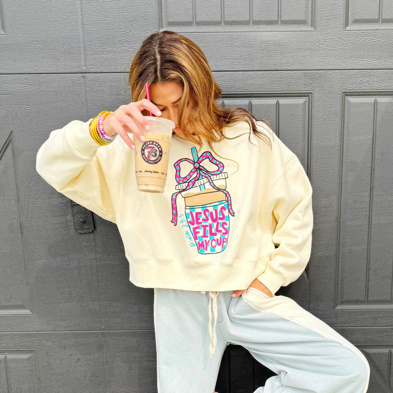 Jesus Fills My Cup Crop Sweatshirt