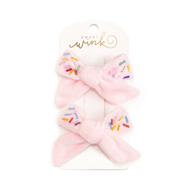 Sprinkle Bow Clip Set - Birthday Hair Clips - Kids
