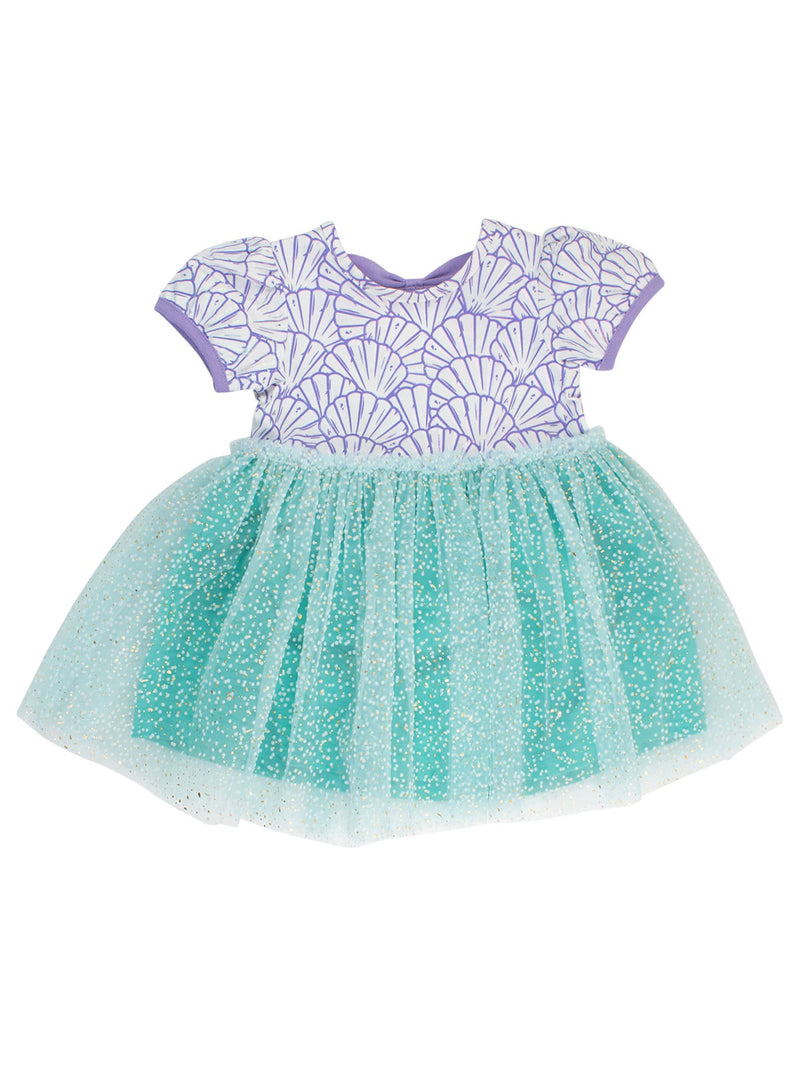 Girls Magical Mermaid Princess Short Sleeve Princess Bow Twirl Dress