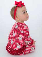 SoftSnooze™ Baby Girls Bamboo Viscose Red Dear Santa Convertible Ruffle One Piece Footie Pajama