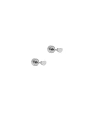Screwback Stud Earrings - Micro Tessa Heart Silver