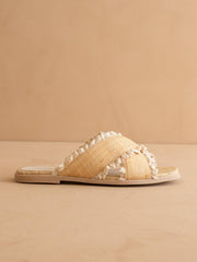 The Allie | Natural Lace Trim Cross Slide
