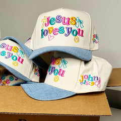 Jesus Loves You Denim Hat