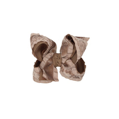 Double Ruffle/ Grosgrain Layered Hair Bow: 4.5" Large