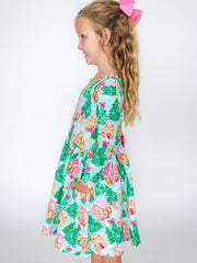Girls Pink Jolly Gingerbread Knit Long Sleeve Twirl Dress