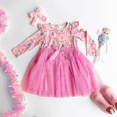 Christmas Nutcracker Long Sleeve Tutu Dress For Girls – Sizes 2T, 3T, 4T, 5T