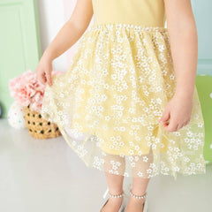Sunshine Ditsy Daisy Easter Tiered Short Sleeve Tutu Dress