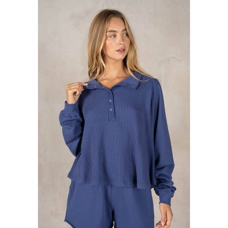 Cotton Terry Contrast Waffle Top with shorts