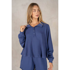 Cotton Terry Contrast Waffle Top with shorts