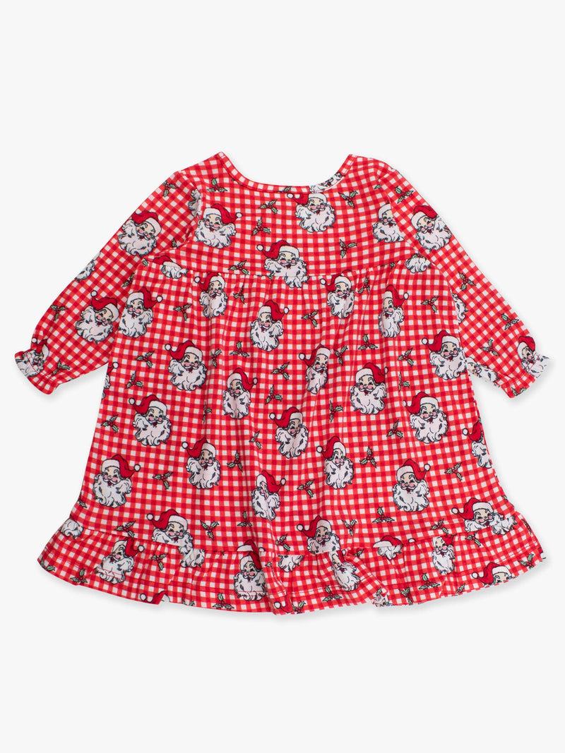 SoftSnooze™ Girls Red Dear Santa Long Sleeve Ruffle Pajama Night Gown