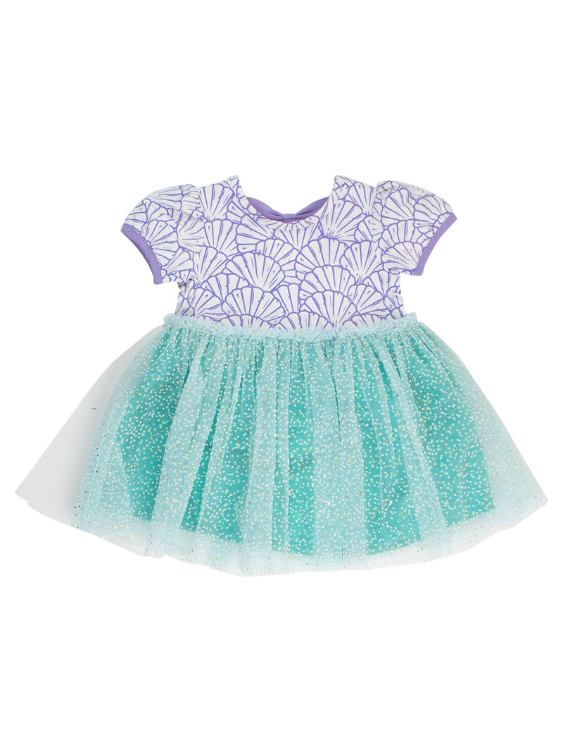 Girls Magical Mermaid Princess Short Sleeve Princess Bow Twirl Dress