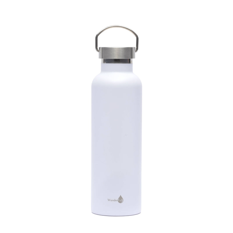 White with Silver Top Insulated Water Bottle- 1000 ml/34 Oz