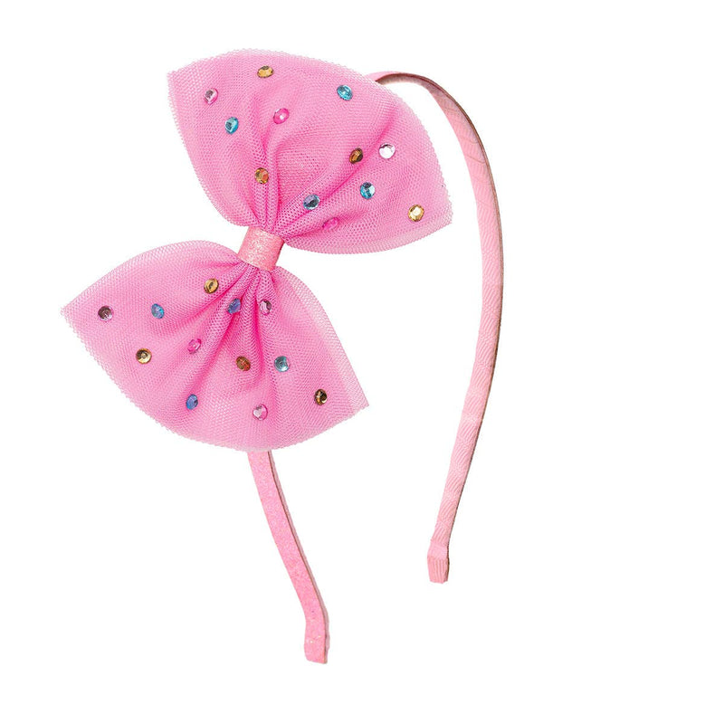 Raspberry Rhinestone Bow Headband - Kids Hair Accessories