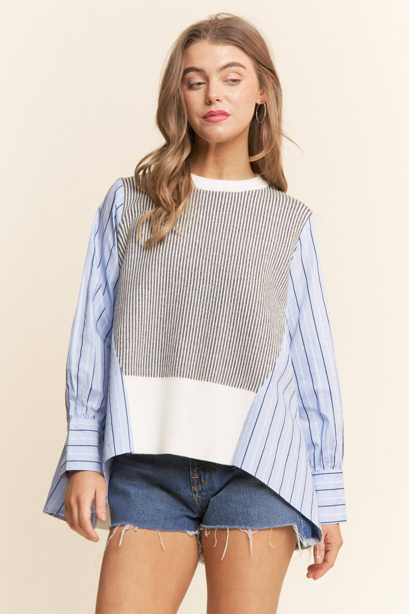 Multi Pattern Color Block Long Sleeve