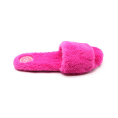 AVERIE - HOT PINK Faux Fur Slide : Hot Pink