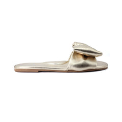 RAFIE - GOLD Bow Slide Sandal: GOLD