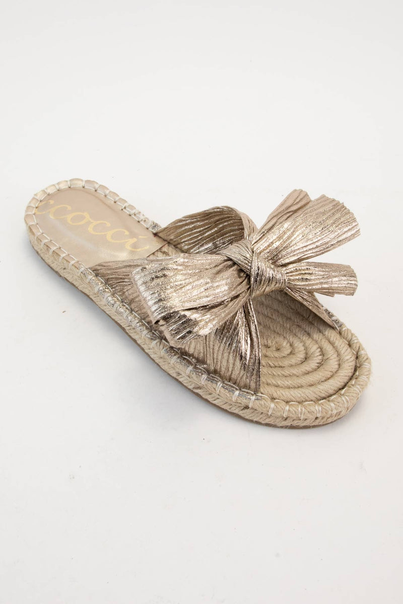 CAMERON PLEATED FABRIC BOW FLAT ESPADRILLES SANDAL