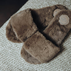 AVERIE - MINK Faux Fur Slide: Mink / 10