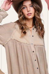 Soft Washed Button Down Waffle Textured Gauze Shirts