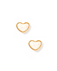 Screwback Stud Earrings - Nora Heart - White