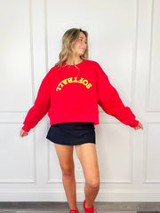 Puff Upside Down Softball Cropped Sweatshirt