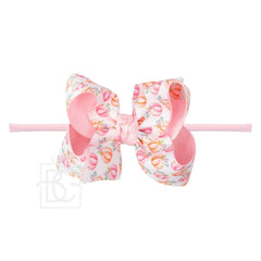1/4" Pantyhose Headband w/Pastel Pumpkin Bow: 4.5" Large