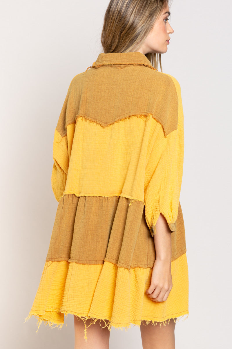 Mixed Texture Fray Dress