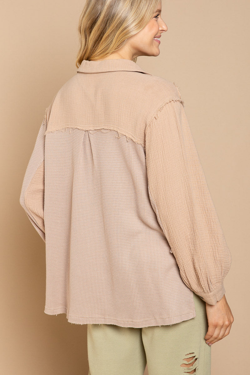 Waffle Plus Size Button Down Tunic