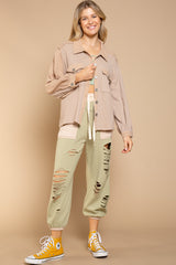 Waffle Plus Size Button Down Tunic