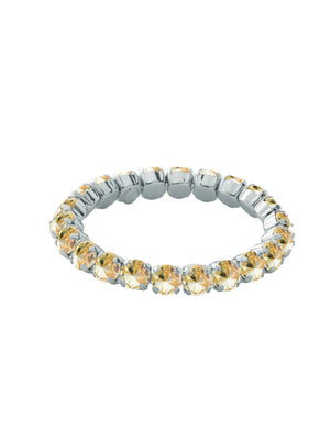 Light Champagne Crystal & Palladium Silver Stretch Bracelet: Beige