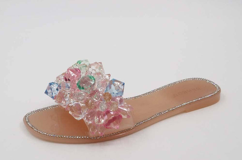 Multi Colored Flat Jelly Sandal Nude