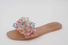 Multi Colored Flat Jelly Sandal Nude