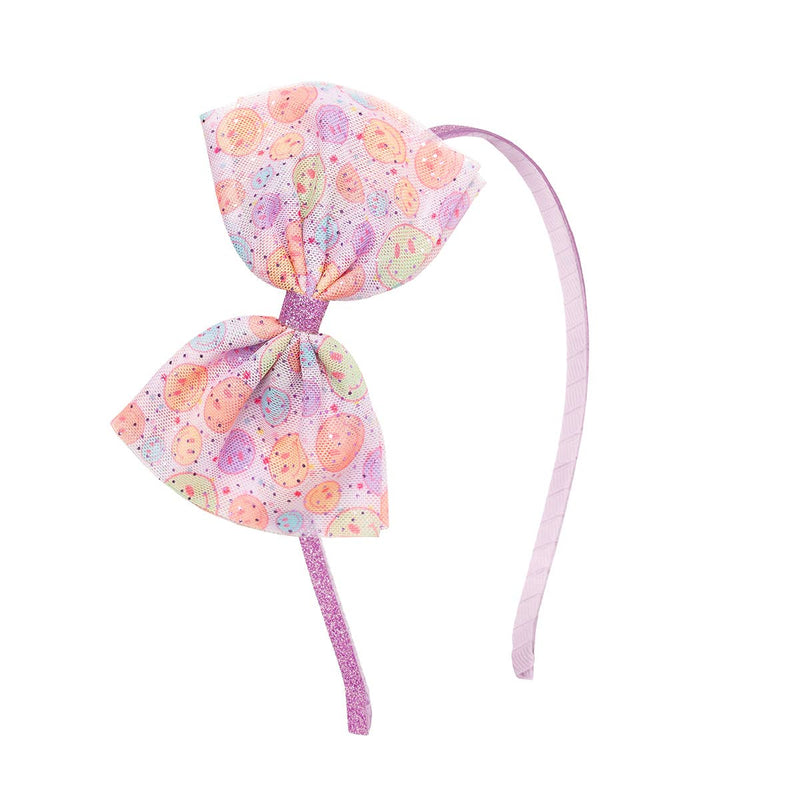 Smiley Face Tulle Bow Headband - Kids Spring Headband