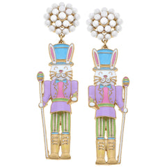 Easter Nutcracker Bunny Enamel Earrings in Pastel Multi