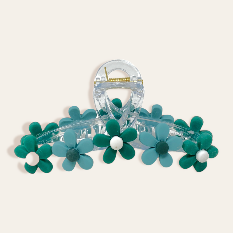 Daisy Claw Clip - Green
