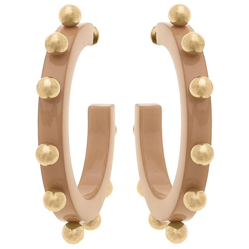 Kelley Studded Metal and Resin Hoop Earrings