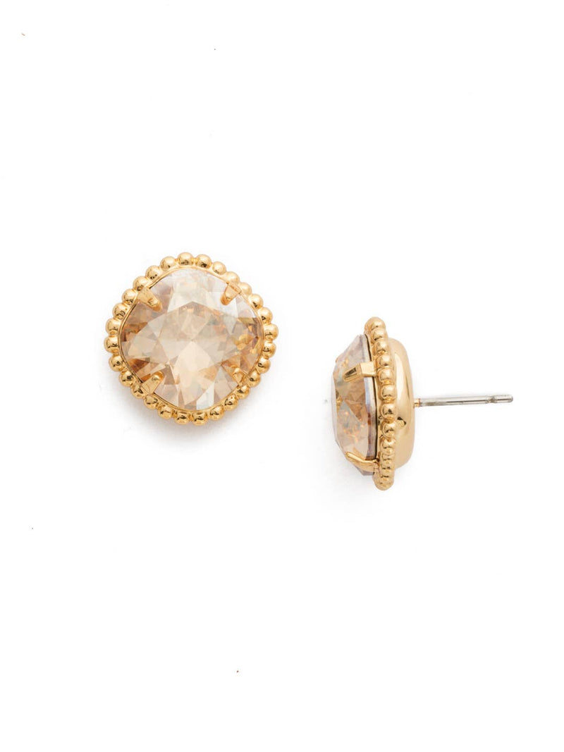 Cushion-Cut Solitaire Stud Earrings - Neutral