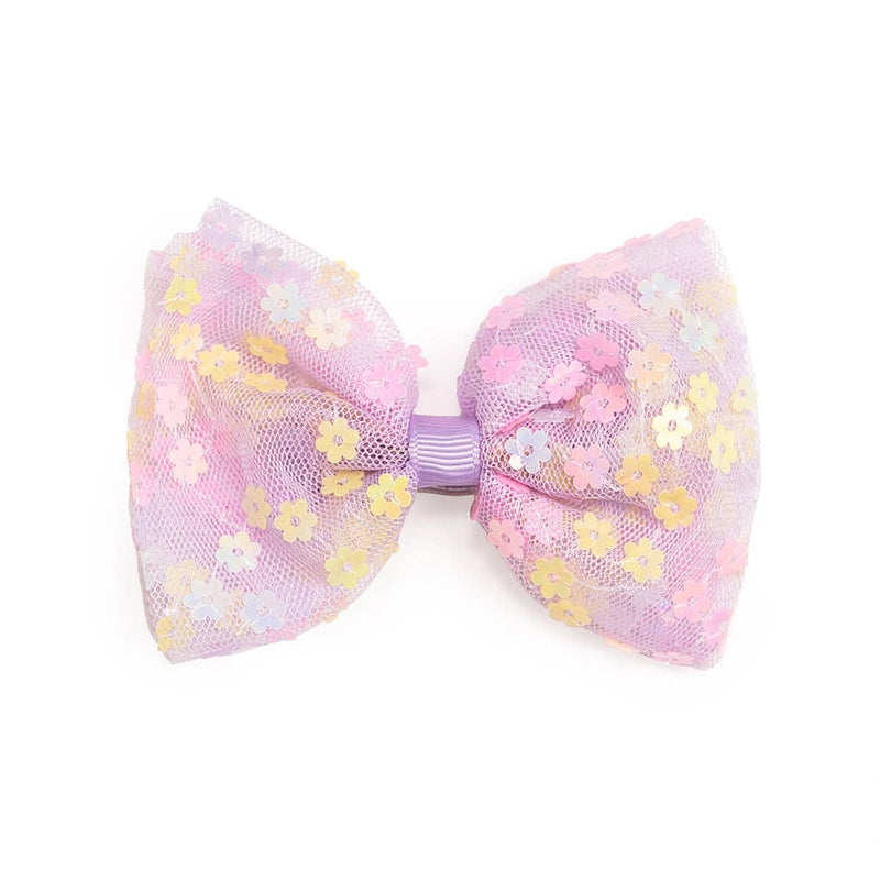Lavender Confetti Flower Bow Clip - Kids Easter Hair Clip