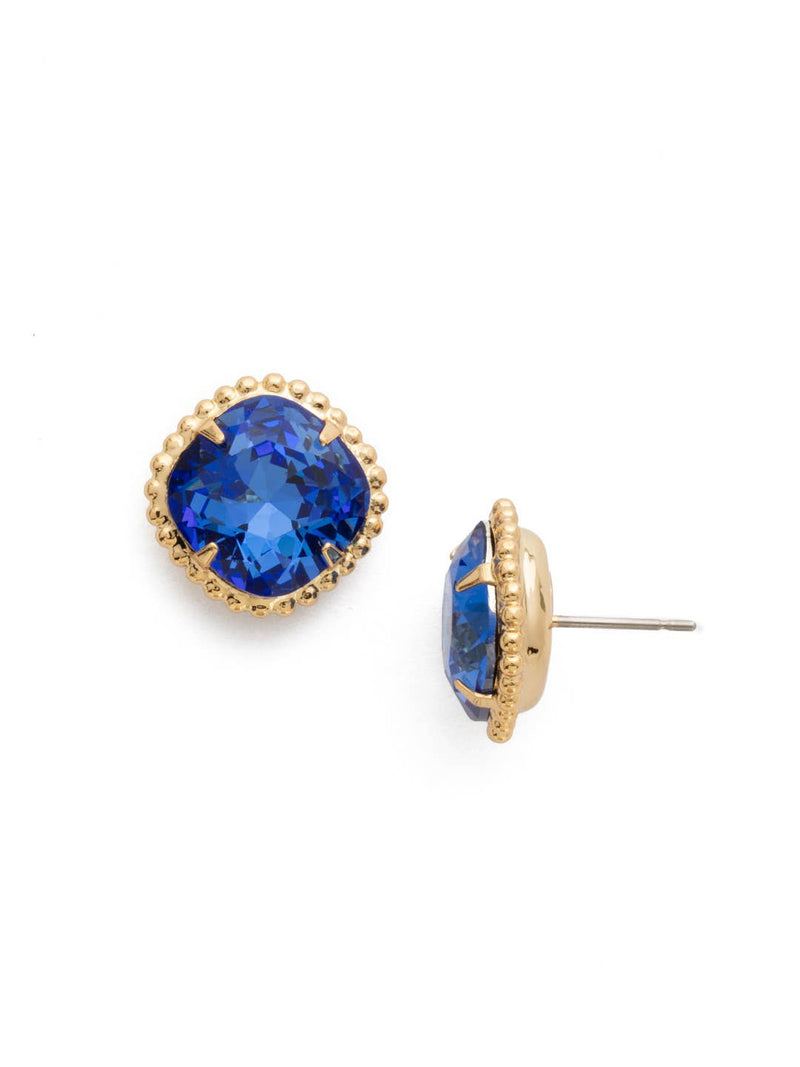 Cushion-Cut Solitaire Stud Earrings - EBX10BGSAP: Blue